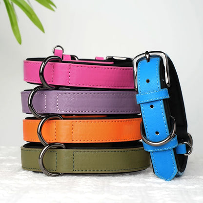 Soft Padded PU Leather Dog Collar – Stylish Comfort for All Breeds