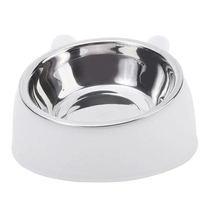 Stainless Steel Cat Bowl with Non-Slip Base – 15° Neck Protection Design