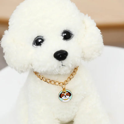 PawChic Gold-Tone Chain Collar – Fashionable Pendant with Bells for Puppies and Cats