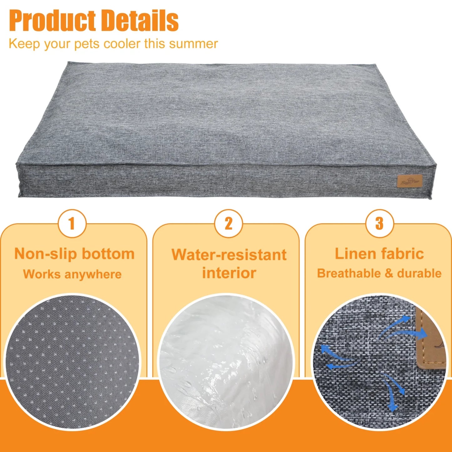 CozyCrate Orthopedic Linen Dog Bed Pad – Ultra-Soft Removable Washable Kennel Mat