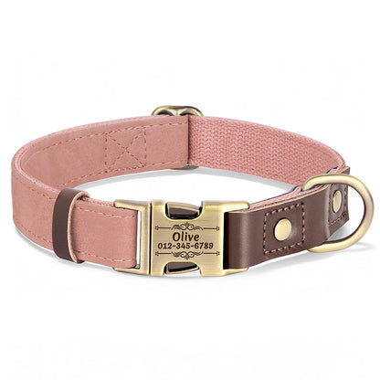 RetroChic Custom Engraved Leather Dog Collar – Personalized Vintage Style for All Breeds
