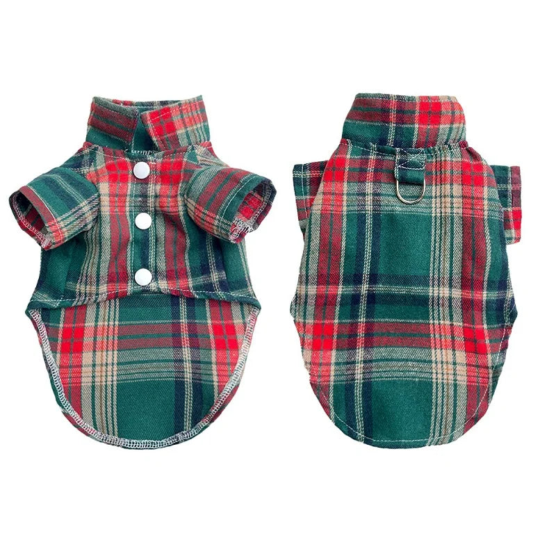 TimberPlaid Classical Breathable Pet Shirt – Lightweight Autumn Button-Up Coat for Cats and Small to Large Dogs