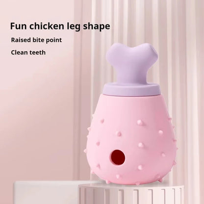 Interactive Slow-Feeder Puzzle Toy – Bite-Resistant Silicone Chicken Leg Dental Toy