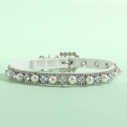 Elegant Pearl & Rhinestone Collar – Chic Accessory for Small Dogs & Cats
