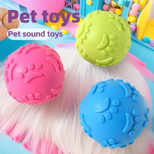 PawPlay Textured Rubber Squeaky Ball – Non-Toxic Interactive Chew Toy for Dogs