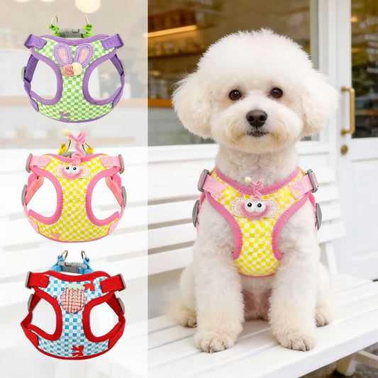 PlaidPaws Adjustable Vest Harness Set – Fashionable Anti-Slip Chest Strap & Leash