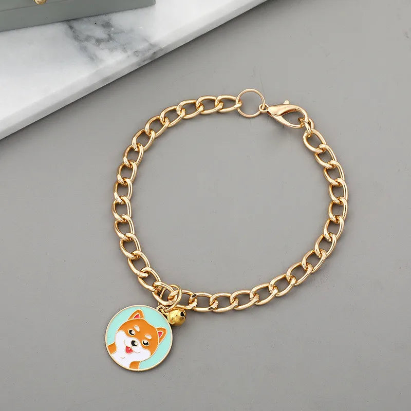PawChic Gold-Tone Chain Collar – Fashionable Pendant with Bells for Puppies and Cats