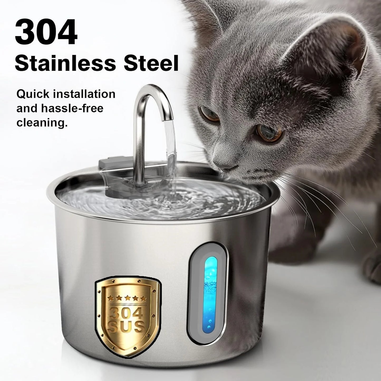 AquaPure Stainless Steel Pet Water Fountain - Ultra Quiet Hydration Station