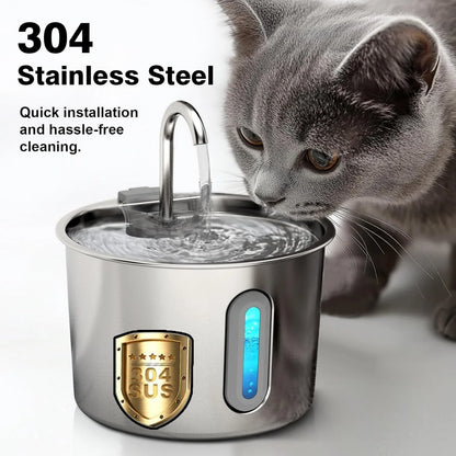 AquaPure Stainless Steel Pet Water Fountain - Ultra Quiet Hydration Station
