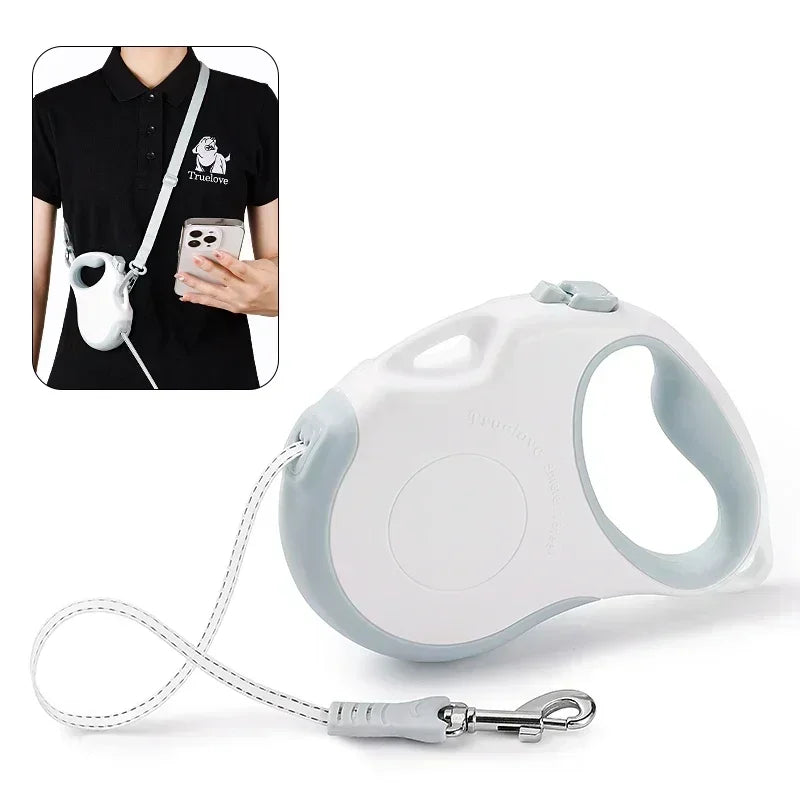 Truelove Tangle-Free Hands-Free Retractable Leash – 16ft Nylon Tape Walking System with One-Handed Brake & Bonus Shoulder Strap