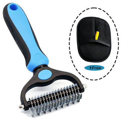 Dual-Action Pet Grooming Comb – Professional Stainless Steel Detangler & Undercoat Tool