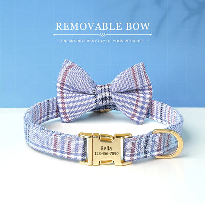BowtieCharm Personalized Dog & Cat Collar – Custom Engraved Nameplate for Small and Toy Breeds