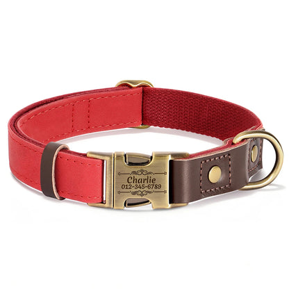 RetroChic Custom Engraved Leather Dog Collar – Personalized Vintage Style for All Breeds