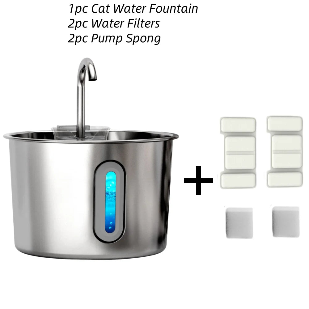 AquaPure Stainless Steel Pet Water Fountain - Ultra Quiet Hydration Station