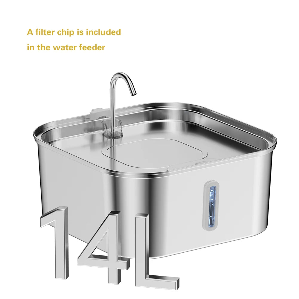 AquaFlow Stainless Steel Pet Water Fountain – Silent Hydration for Cats & Dogs