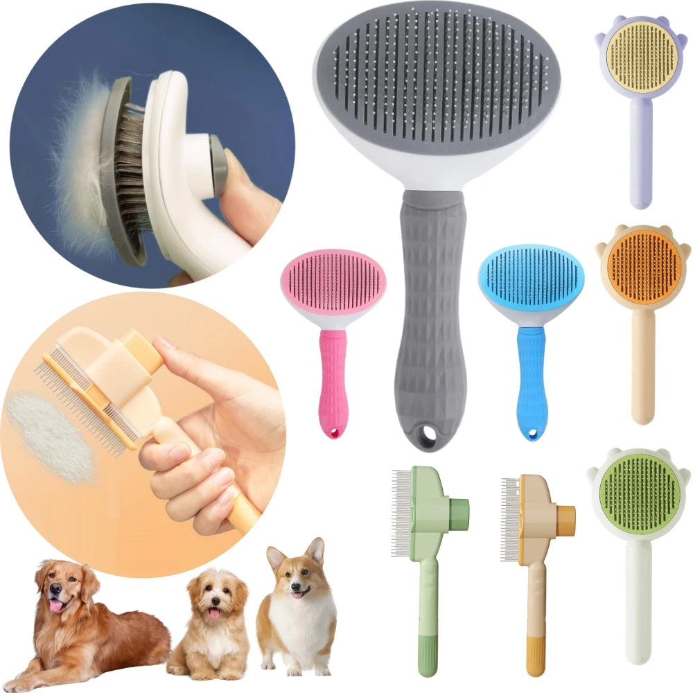 FurGlow Self-Cleaning Grooming Comb – Premium De-Shedding Slicker Brush for Cats and Dogs