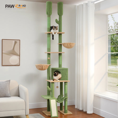 Cactus Cat Climbing Tree Floor to Ceiling Cat Tower 7 Tiers