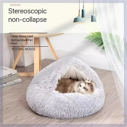 Cozy Cuddle Plush Nest – 2-in-1 Shell-Shaped Cat & Puppy Bed for Ultimate Warmth