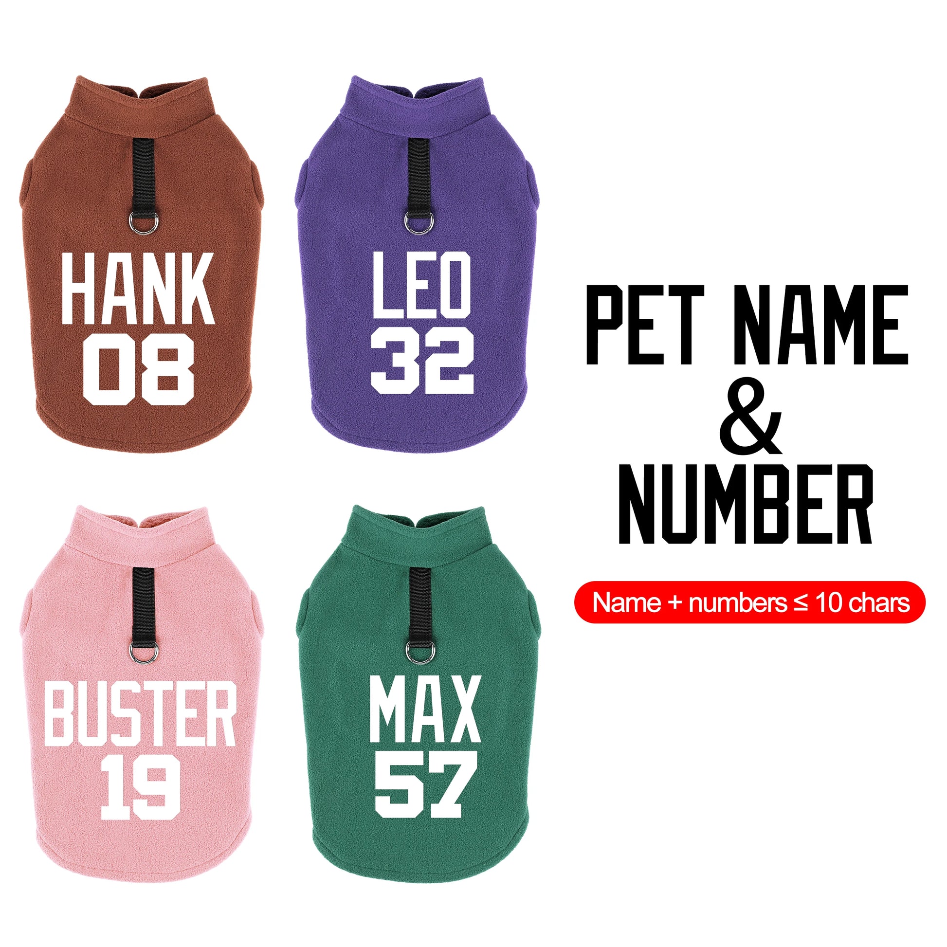 CozyPaws Personalized Fleece Vest - Custom Name & Number for Pets - Barking Meows
