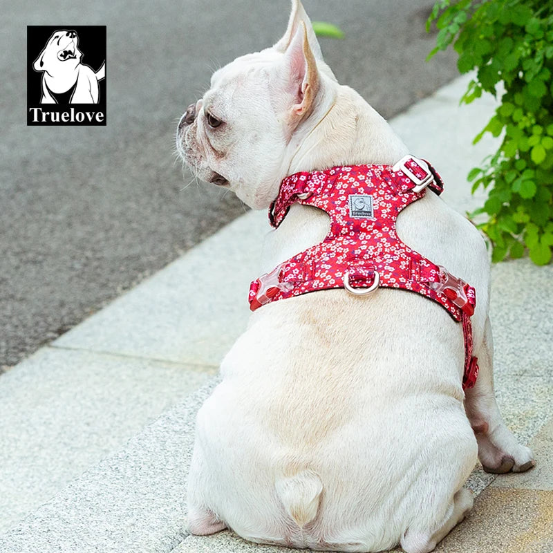 TrueBloom Floral Cotton Dog Harness - Detachable Strap for All Breeds