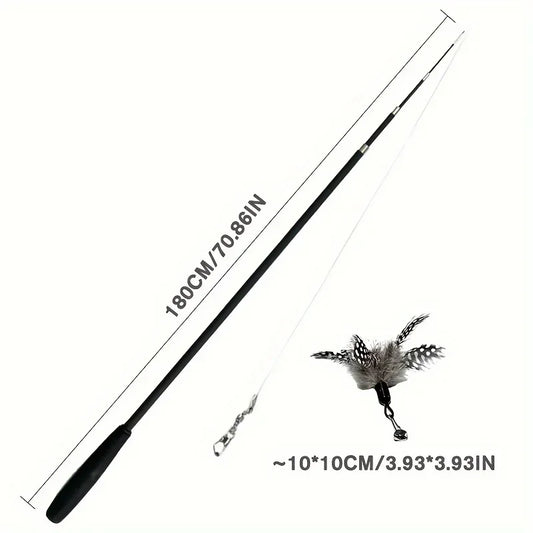 Extendable Cartoon Cat Teaser Rod – Interactive Feather Toy