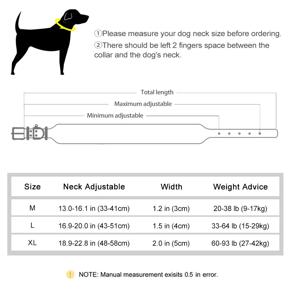 Reflective Wide Dog Collar - Durable & Adjustable for Medium to Large Breeds