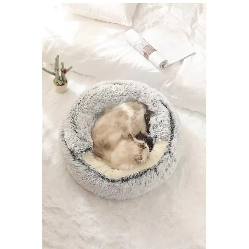 Cozy Cuddle Plush Nest: 2-in-1 Cat & Puppy Bed for Ultimate Warmth