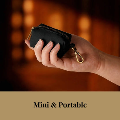 RetroChic Premium Leather Waste Bag Dispenser – Portable Zippered Poo Bag Holder with Leash Clip