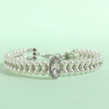 Elegant Pearl & Rhinestone Collar – Chic Accessory for Small Dogs & Cats