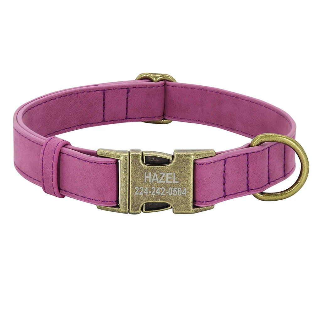 Customizable Leather Dog Collar - Free Personalize for All Breeds