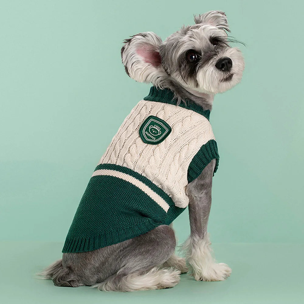Cozy Classics: Festive Cotton Sweater for Small & Medium Pets