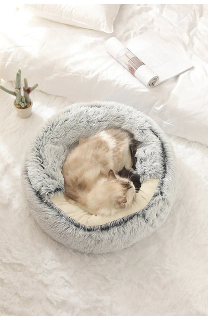 Cozy Cuddle Plush Nest: 2-in-1 Cat & Puppy Bed for Ultimate Warmth