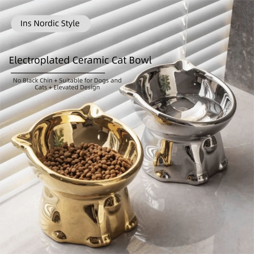 WhiskerDine Ergonomic Ceramic Pet Bowl – Elevated Anti-Spill Feeder for Neck Protection