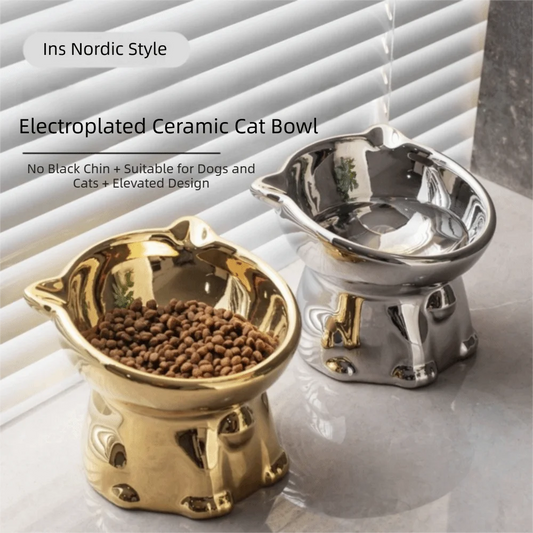 WhiskerDine Ergonomic Ceramic Pet Bowl – Elevated Anti-Spill Feeder for Neck Protection