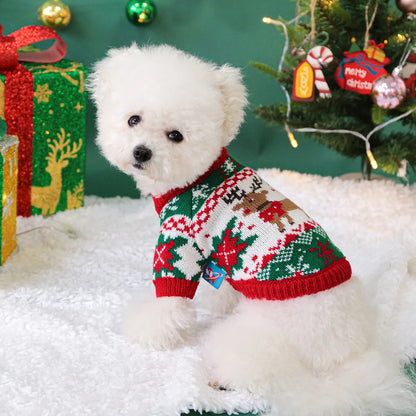 Cozy Christmas Rudolph Elk Sweater - Festive Knitwear for Your Pet