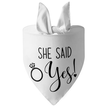EverAfter Engagement & Wedding Pet Bandana – Charming Announcement Triangle Scarf