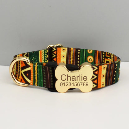 EthnoCharm Custom Engraved Dog Collar & Leash Set – Personalized with Nameplate