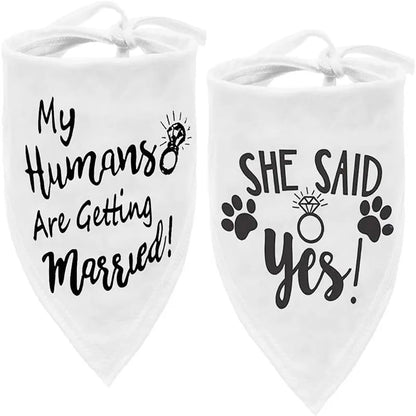 EverAfter Engagement & Wedding Pet Bandana – Charming Announcement Triangle Scarf