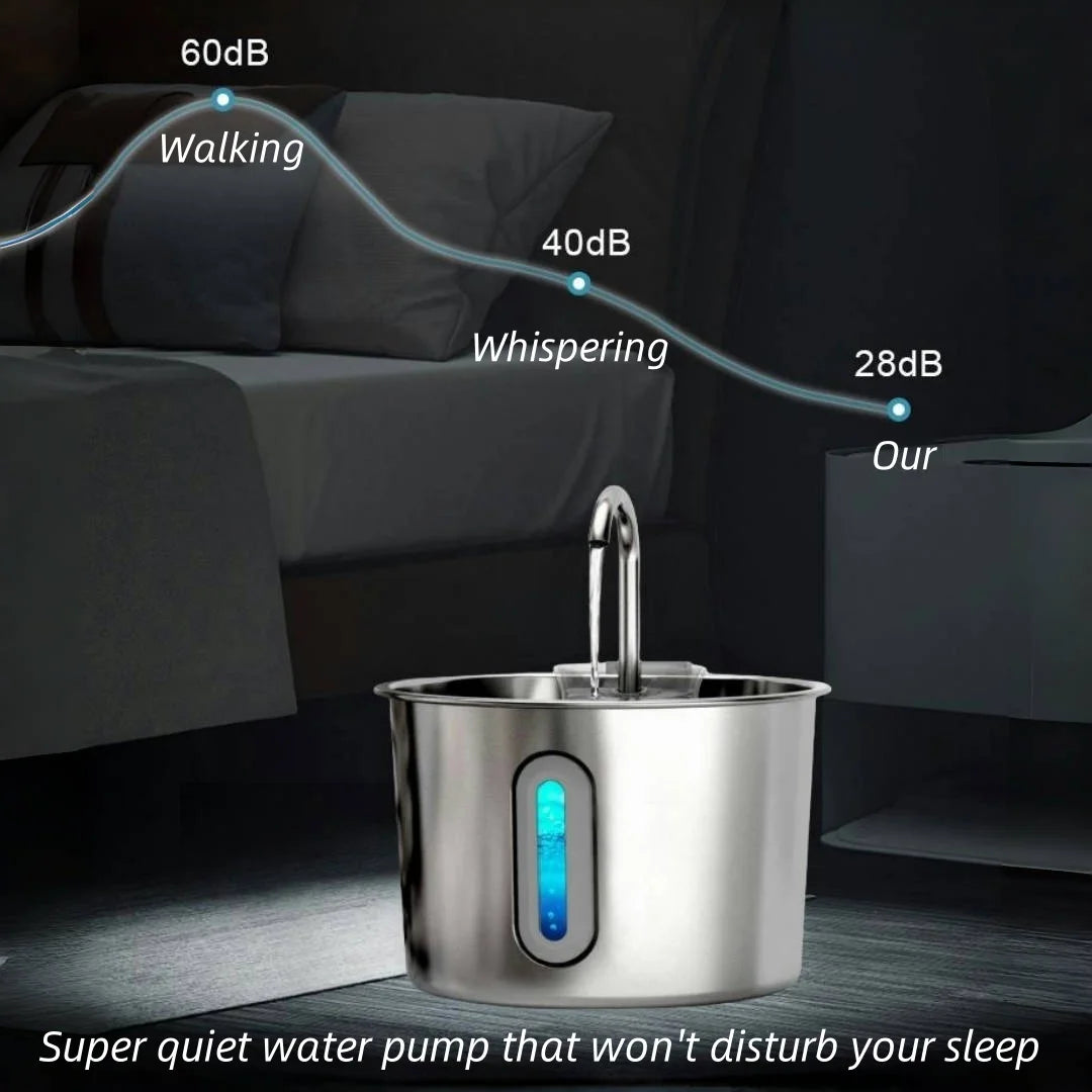 AquaPure Stainless Steel Pet Water Fountain - Ultra Quiet Hydration Station