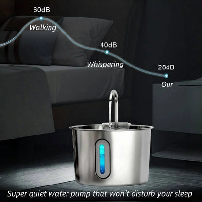 AquaPure Stainless Steel Pet Water Fountain - Ultra Quiet Hydration Station