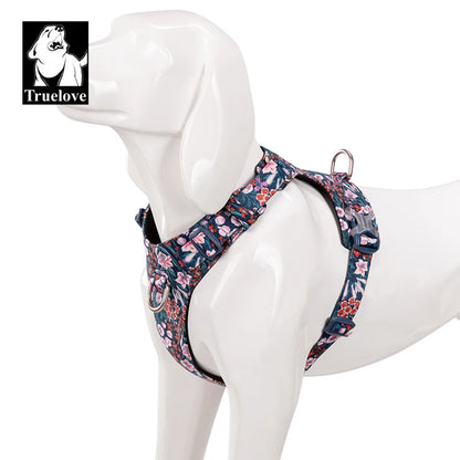 TrueBloom Floral Cotton Dog Harness - Detachable Strap for All Breeds
