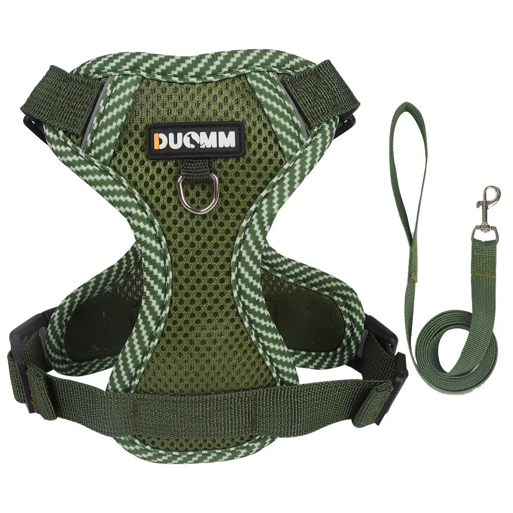 StrutStyle Fashion Reflective Mesh Harness & Leash Set – Premium Padded Outdoor Comfort for Cats and Small Dogs
