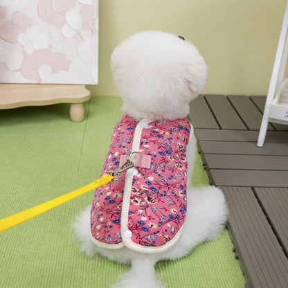 CozyBloom Floral Fleece Vest – Warm Winter Jacket for Small Dogs
