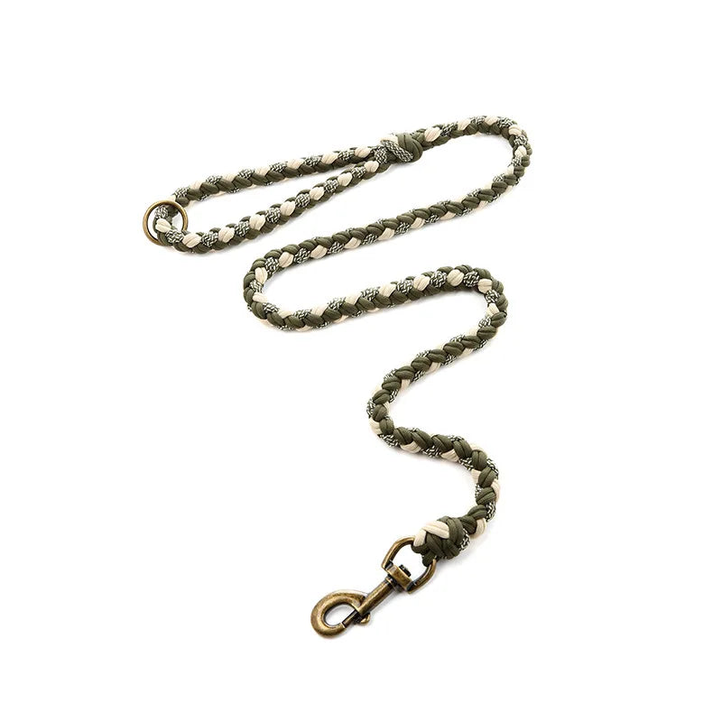 Luxury Hand-Woven Leash or Collar – Heavy-Duty Climbing Rope & Adjustable Leather Walkwear