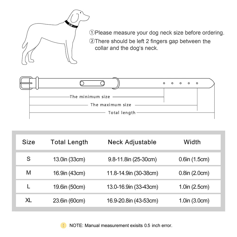 Personalized Comfort PU Leather Dog Collar - Free Engraved Paw Necklace