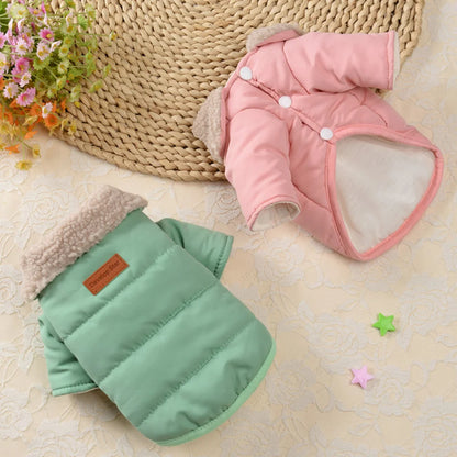 Cozy Winter Wonderland Dog Jacket with Fur Collar