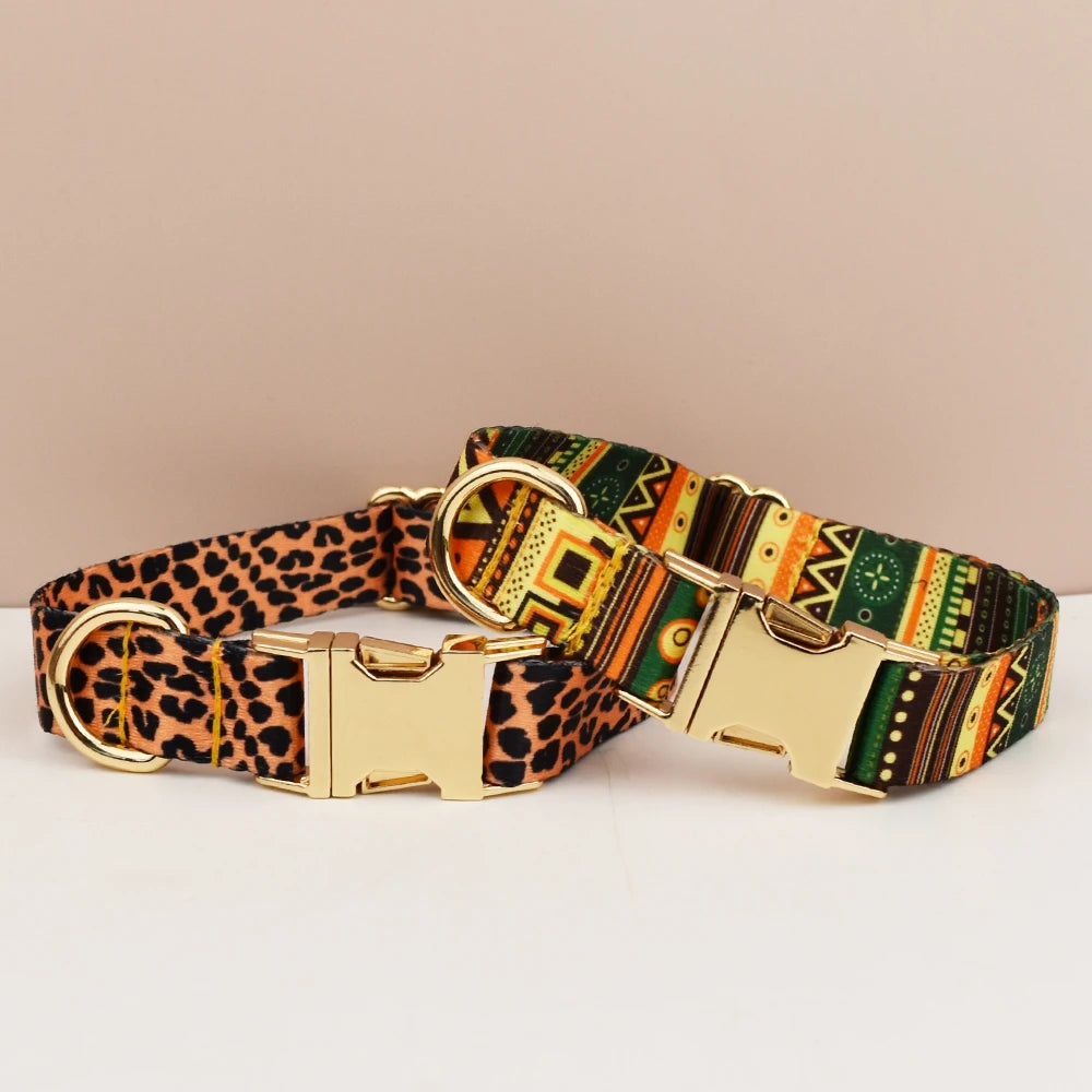 HeritagePaws Ethnic Dog Collar & Leash Set - Custom Engraved for All Breeds