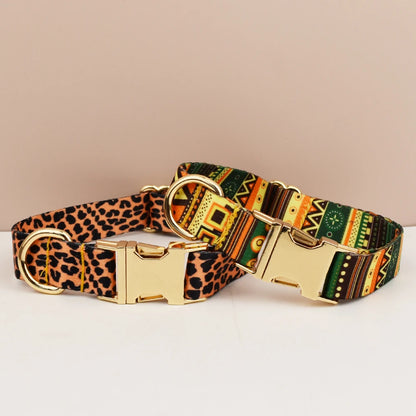 HeritagePaws Ethnic Dog Collar & Leash Set - Custom Engraved for All Breeds