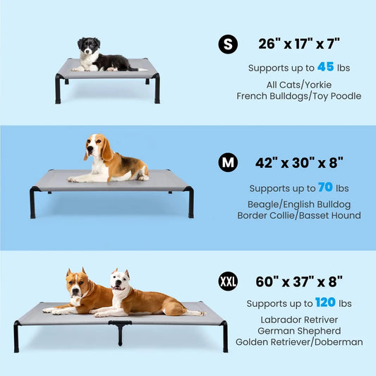 Cooling Comfort Elevated Dog Bed – Chew-Proof Mesh with Shade Canopy