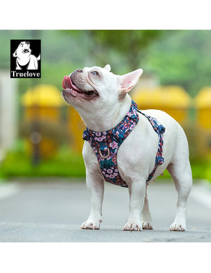 TrueBloom Floral Cotton Dog Harness - Detachable Strap for All Breeds